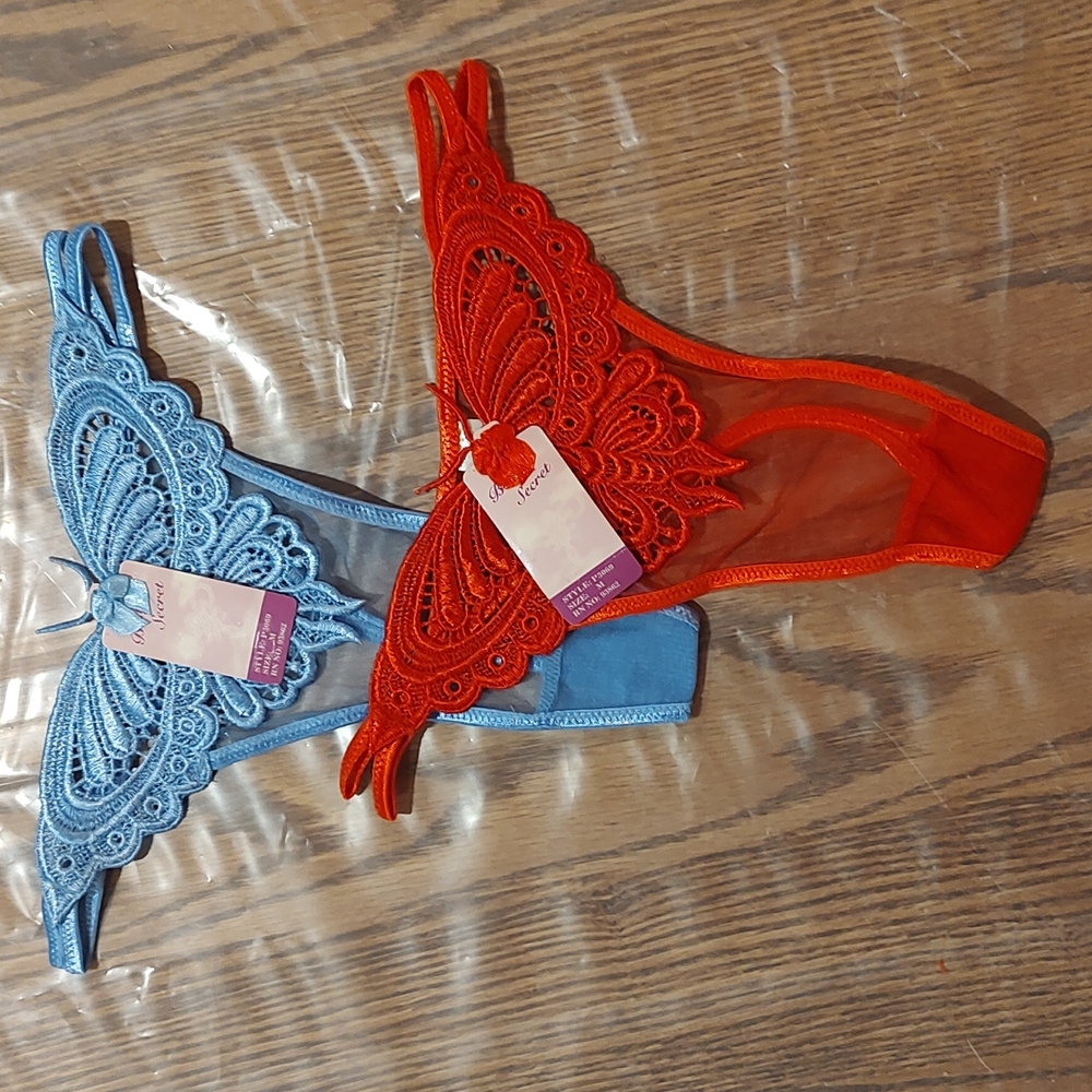 Set of 2 Butterfly G-string Panties - Medium